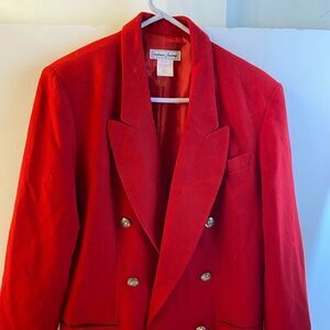 Red‎ wool blazer Stephanie Andrew’s Golf brass buttons size 14